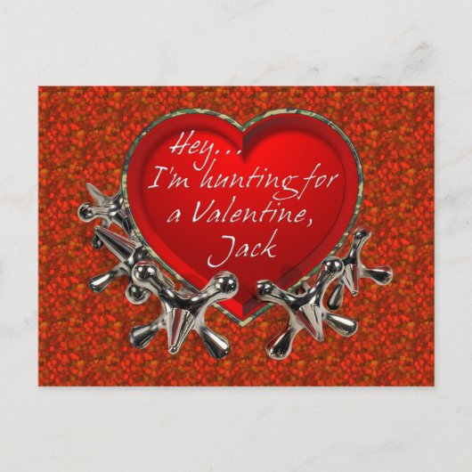 Ik jaag op een Valentijn, Jack. Feestdagenkaart (Voorkant)