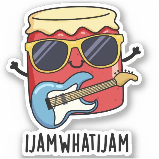Ik Jam wat ik Jam Funny Music Pun Sticker (Voorkant)