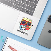 Ik Jam wat ik Jam Funny Music Pun Sticker (Laptop met iPhone)