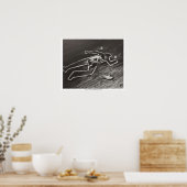 Ik juffrouw mijn vader-houtskool tekening door Rac Poster (Keuken)