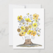 Ik juffrouw U Cute Groundhog en Flowers Waterverf Kaart (Voorkant)