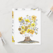 Ik juffrouw U Cute Groundhog en Flowers Waterverf Kaart (Voorkant / Achterkant in situ)