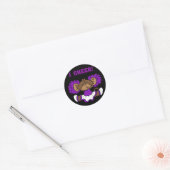 Ik juich Paarse en witte T-shirts en geschenken Ronde Sticker (Envelop)