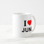 Ik ❤️ JUNI Ik HOU VAN JUNI Ik HART JUNI Koffiemok (Voorkant rechts)