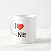 Ik ❤️ JUNI Ik HOU VAN JUNI Ik HART JUNI Koffiemok (Voorkant links)