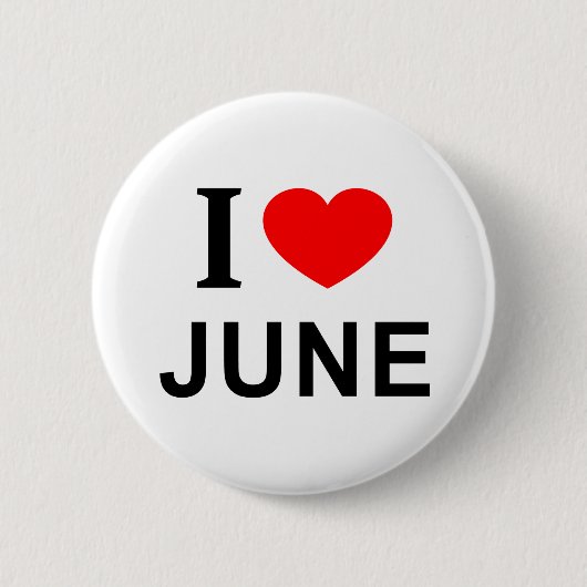Ik ❤️ JUNI Ik HOU VAN JUNI Ik HART JUNI Ronde Button 5,7 Cm (Voorkant)