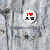 Ik ❤️ JUNI Ik HOU VAN JUNI Ik HART JUNI Ronde Button 5,7 Cm (In situ)