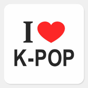 Ik ❤️ K-POP Ik HOU VAN K-POP Ik HEB EEN ZACHTE PLE Vierkante Sticker
