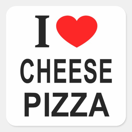 IK ❤️ KAASPIZZA IK HOU VAN KAASPIZZA I HEART CHEE VIERKANTE STICKER (Voorkant)