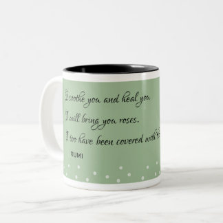 Ik kalmeer je: Inspirerende Rumi Healing Quote Tweekleurige Koffiemok