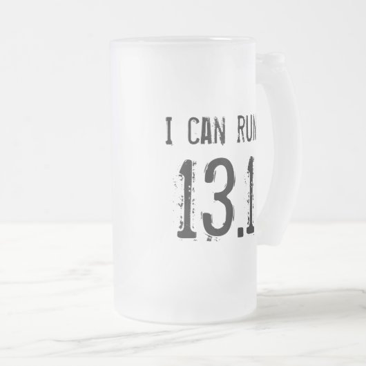 Ik kan 13.1 rennen - linkshandigen matglas bierpul (Voorkant rechts)
