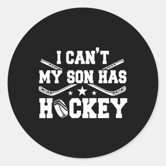 Ik kan #39; t Mijn zoon heeft hockey schaatsen spe Ronde Sticker (Voorkant)