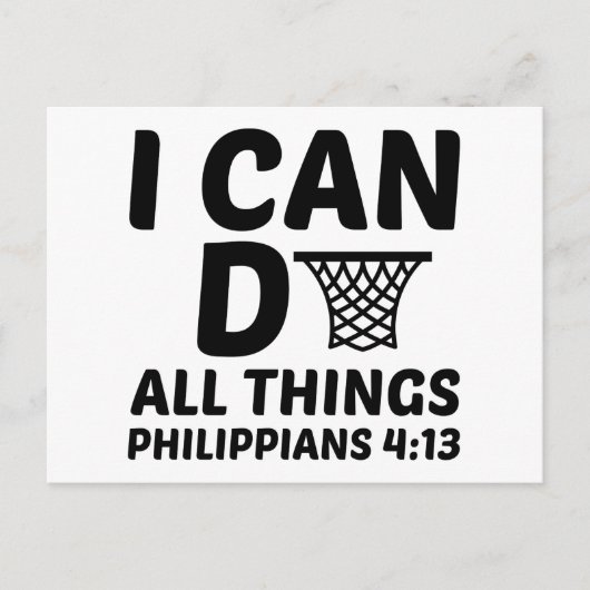 IK KAN ALLE DINGEN BASKETBAL GRAPPIG BRIEFKAART (Voorkant)