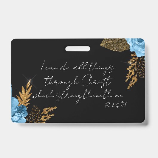 Ik kan alle dingen bijbelvers doen badge (Voorzijde)