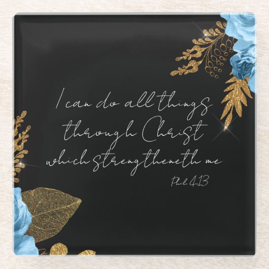 Ik kan alle dingen bijbelvers doen glazen onderzetter (Voorkant)