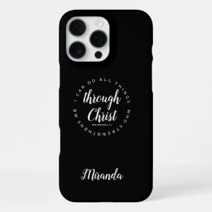 Ik kan alle dingen doen Bijbelvers zwart-wit iPhone 16 Pro Max Hoesje