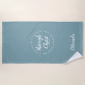 Ik kan alle dingen doen Blue Green Yoga Beach Strandlaken (Voorkant)