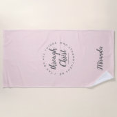 Ik kan alle dingen doen Blush Pink Yoga Strandlaken (Voorkant)