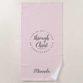 Ik kan alle dingen doen Blush Pink Yoga Strandlaken