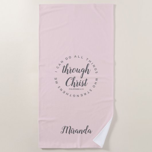 Ik kan alle dingen doen Blush Pink Yoga Strandlaken (Voorkant)