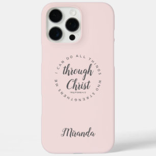 Ik kan alle dingen doen door Christus Blush Pink iPhone 16 Pro Max Hoesje