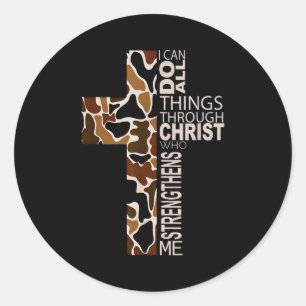 Ik kan alle dingen doen door Christus Christelijke Ronde Sticker