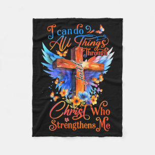 Ik kan alle dingen doen door Christus die mij vers Fleece Deken