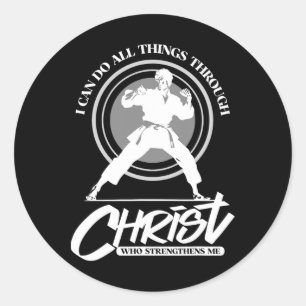 Ik kan alle dingen doen door Christus - Karate Mar Ronde Sticker