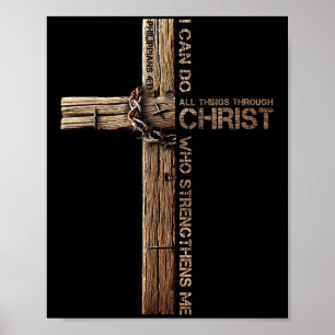 Ik kan alle dingen doen door Christus, kruis Jezus Poster