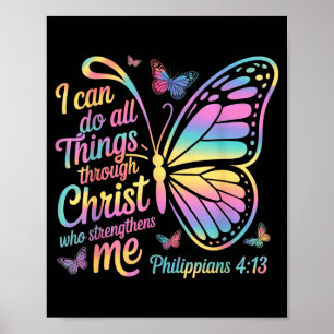 Ik kan alle dingen doen door Christus Vlinder Bijb Poster