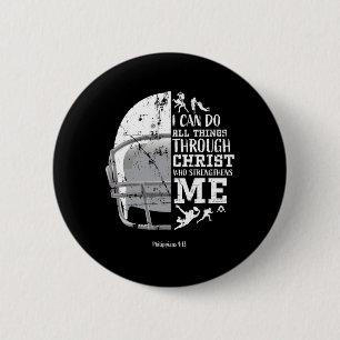 Ik kan alle dingen doen door Christus Voetbal Fili Ronde Button 5,7 Cm