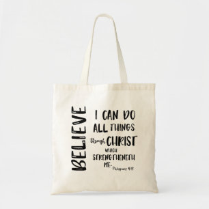Ik kan alle dingen doen door middel van het Bijbel Tote Bag