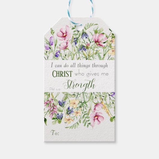 Ik kan alle dingen doen elegant botanisch geperson cadeaulabel (Voorkant)