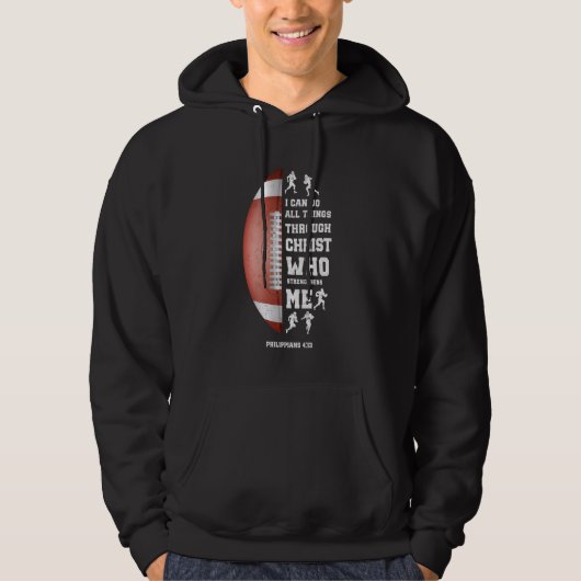 Ik kan alle dingen doen via Christ Christelijk Rug Hoodie (Voorkant)