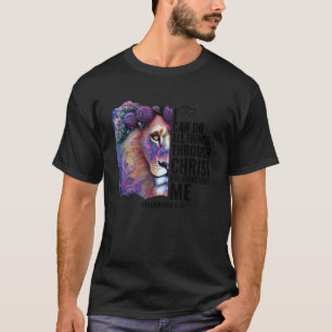 Ik kan alle dingen doen via Christus Leeuw Bijbelv T-shirt
