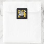 Ik kan alle dingen door Christus | Christelijk Vierkante Sticker (Tas)