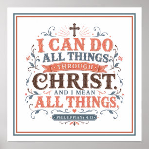 Ik kan alle dingen Spirituele Christelijke Quote Poster