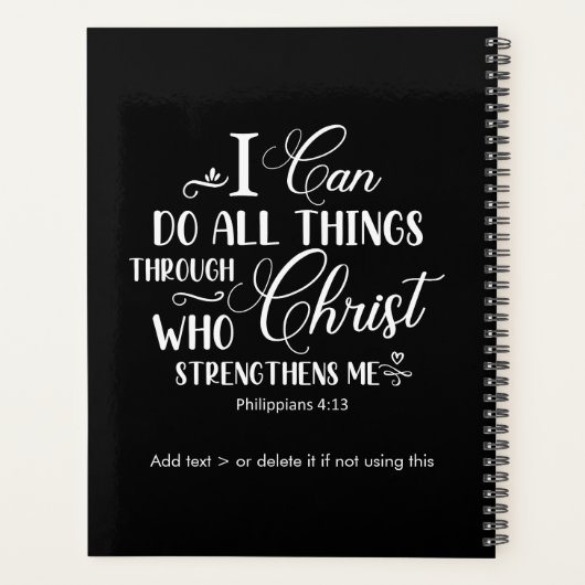 Ik kan alles doen Christelijk Bijbelvers Planner (Achterkant)