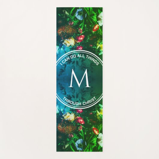 IK KAN ALLES DOEN Christelijk Monogram Bloemen Yogamat (Voorkant)