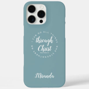 Ik kan alles doen door Christus Blauw Groen iPhone 16 Pro Max Hoesje