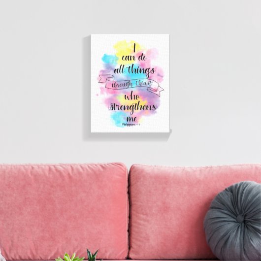 Ik kan alles doen door Christus Canvas Afdruk (Insitu (Woonkamer))