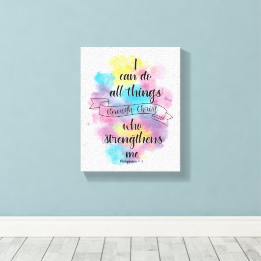 Ik kan alles doen door Christus Canvas Afdruk (Insitu (Houten vloer))
