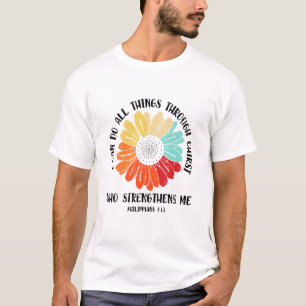 Ik kan alles doen door Christus Flower Art Reli T-shirt