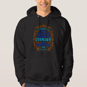 Ik kan alles doen door Christus Oranje blauw Hoodie