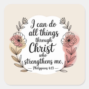 Ik kan alles doen door Christus Vierkante Sticker