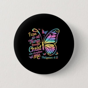 Ik kan alles doen door Christus Vlinder Bijbel Ronde Button 5,7 Cm