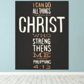 Ik kan alles doen door de Bijbel Verse. Canvas Afdruk (Insitu (Houten vloer))