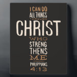 Ik kan alles doen door de Bijbel Verse. Fotoplaat<br><div class="desc">"Ik kan alles doen via een christ die me versterkt" Filippijnen 4:13. Bijbelvers.</div>