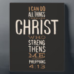 Ik kan alles doen door de Bijbel Verse. Fotoplaat<br><div class="desc">"Ik kan alles doen via een christ die me versterkt" Filippijnen 4:13. Bijbelvers.</div>