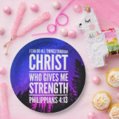 Ik kan alles doen door de Bijbel Verse. Papieren Bordje (Feest)